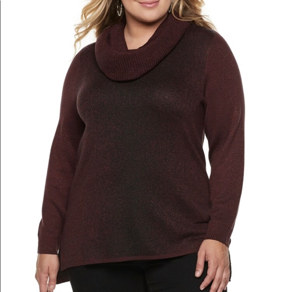 Apt 9 Womens High Low Metallic Tunic Sweater